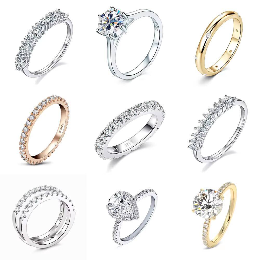 High Quality Classic Fashion 100 925 Sterling Silver Couple Engagement D Color Moissanite Wedding Band Rings for Women Men