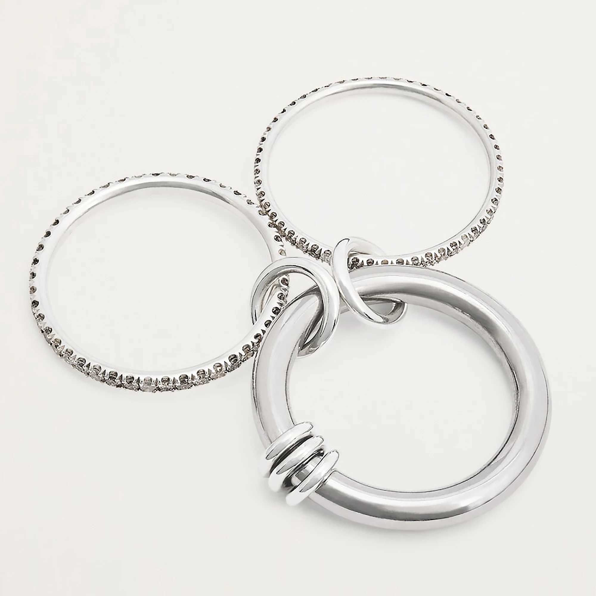 Multilayer Stackable Finger Rings Shiny Cubic Zirconia Link Ring 18K Gold Plated Stainless Steel High Quality Jewelry AccessoryW251030