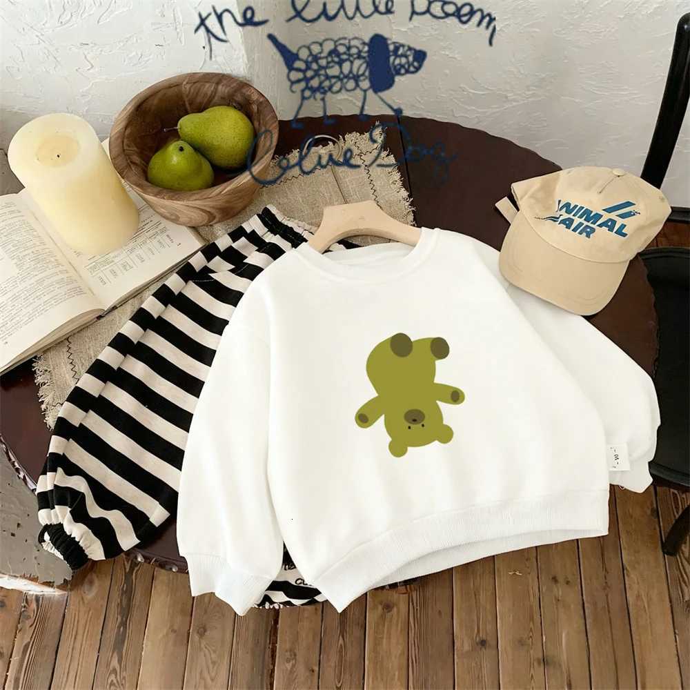 New Cute Sweatshirts Kids Casual Loose Clothes Children Fashion Crewneck Hoodie Cartoon Printed Long Sleeve Thin Simple TopsT251030
