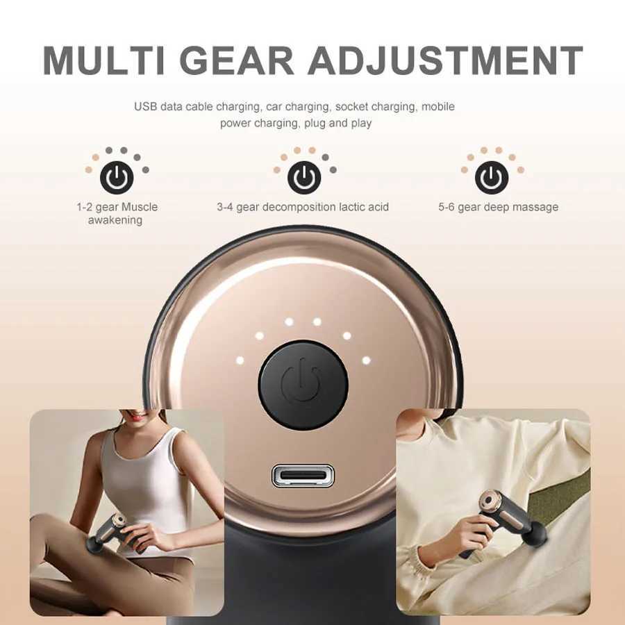 Exercise Massager Fascia Massage Gun Electric Massager Body Relaxation Belt 4 Replaceable Heads Fitness Equipment Fascia Gun J251030