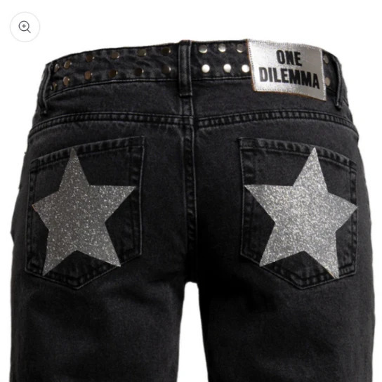ONE DILEMMA American Fashion Jeans Womens Red Five Pointed Star Sequined Rivet Baggy Jeans Y2K Casual Mid Rise Slim Trousers 251029