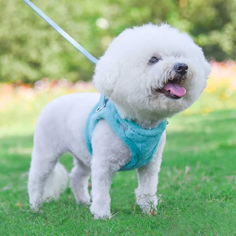 Thicken Fur Puppy Dog Harness and Leash Set for Small Dogs Winter Warm Pet Cat Harnesses Bichon Lead Chain mascotas Accessories J251129
