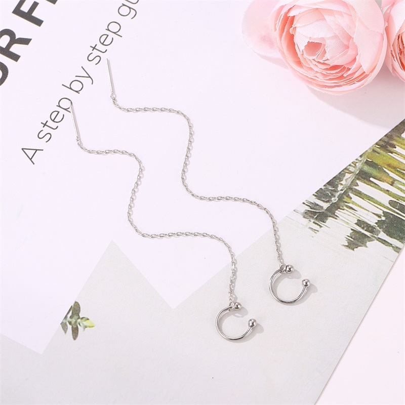 Korean Style Long Tassel Line Sweet Small Fresh C-shaped Ear Bone Clip Internet Celebrity Casual Earrings