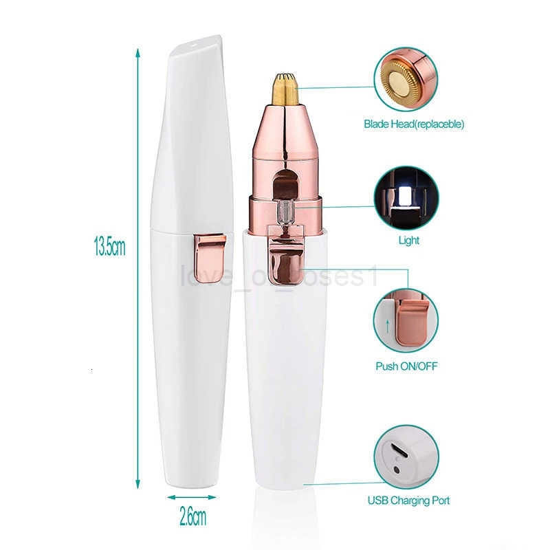 2 in 1 Electric Eyebrow Trimmer Painless Eye Brow Epilator For Women Makeup Mini Razors Portable Facial Hair Removal Shaver Z251030