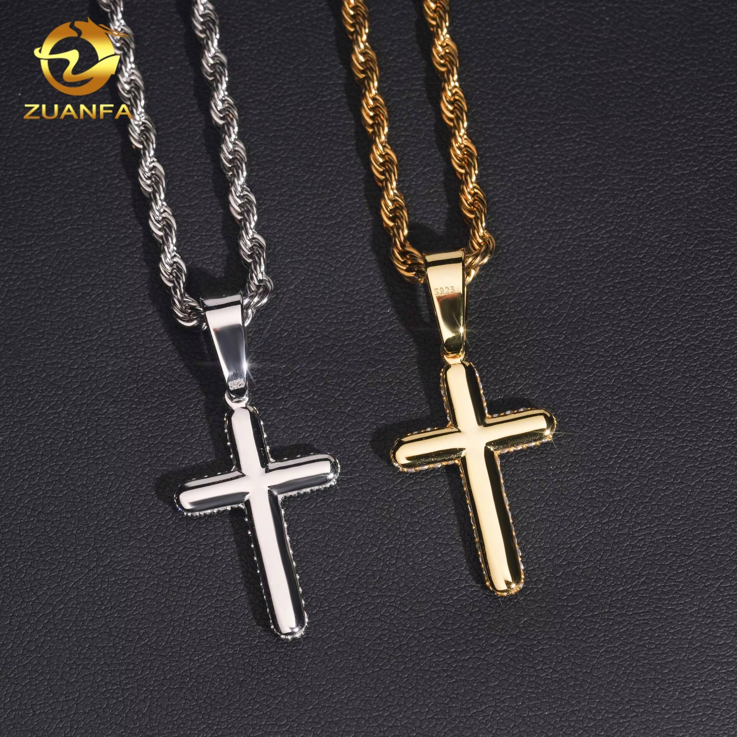 Ready to Ship Iced Out Cross Pendant 925 Silver Fine Hip Hop Jewelry Pendants Charm VVS Moissanite Diamond Jewelry Pendants