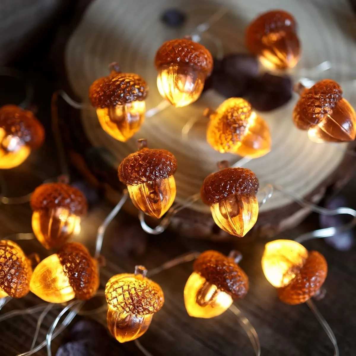 30 LEDs Acorn String Lights Thanksgiving Decorations 98ft Fall Lights Forest Decor Fairy Decorative Lights Battery Powered for C2510300