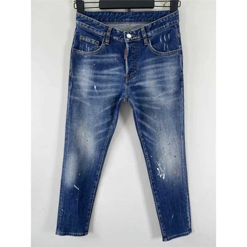 Italian Style Men Classic Blue Skinny Denim Jeans Stretch Ripped Denim Pants High Quality Male Slim Fit Denim Trousers Size 38 J2510301