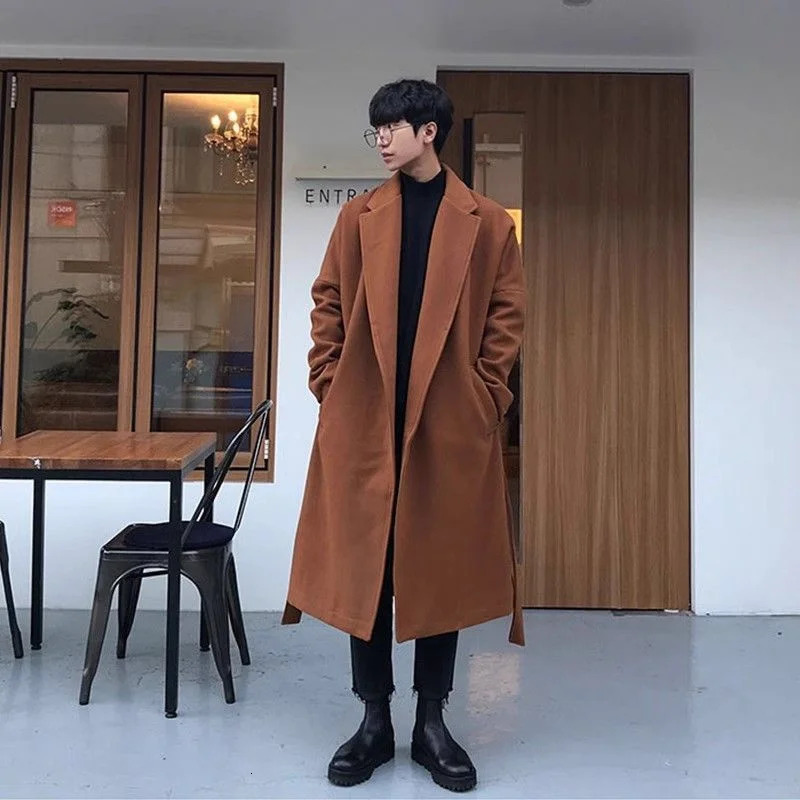 Mens Woolen Coat Medium to Long Korean Edition Trendy Spring And Autumn Thick Premium Wind 251029