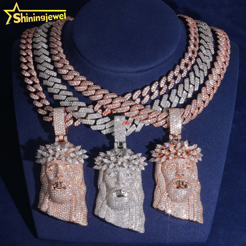 Iced Out Jewelry Gold Plated Jesus Pendant 925 Sterling Silver GRA Moissanite Pass Diamond Test Hip Hop Pendant Designer's style