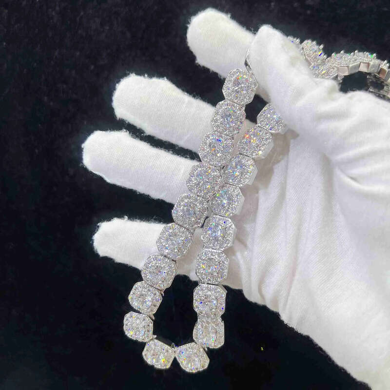10mm Width Bling Big Dia Sterling Sier Vvs Moissanite Hip Hop Jewelry Iced Out Cuban Link Chain