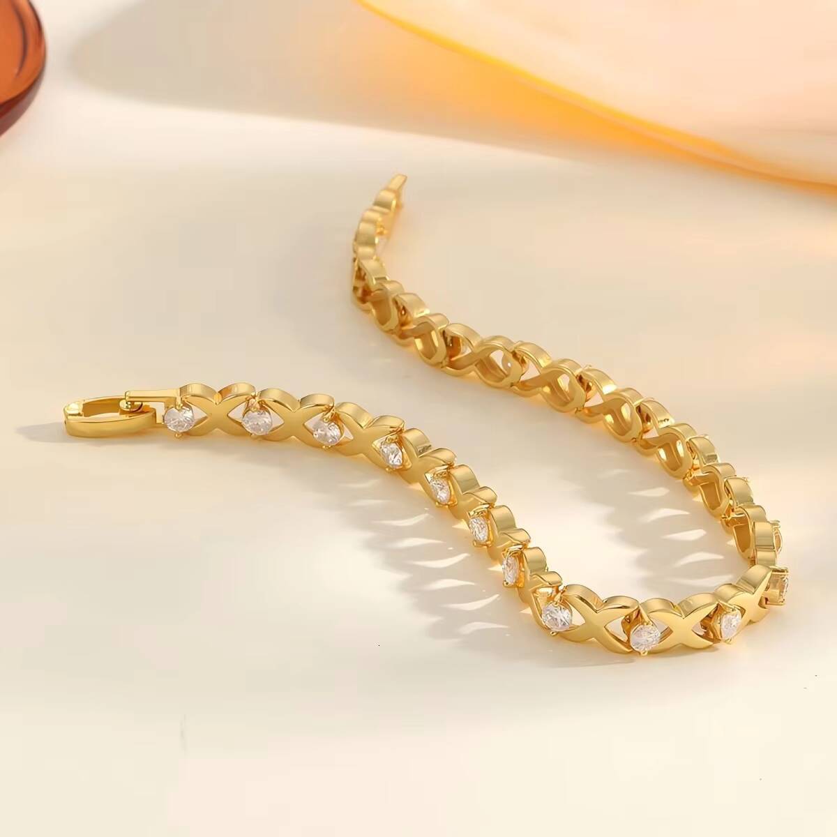 Light Luxury XShaped D Colour VVS GRA Moissanite Tennis Bracelet 925 Silver Gold Plated Wedding Party Bangles for Women Perfect