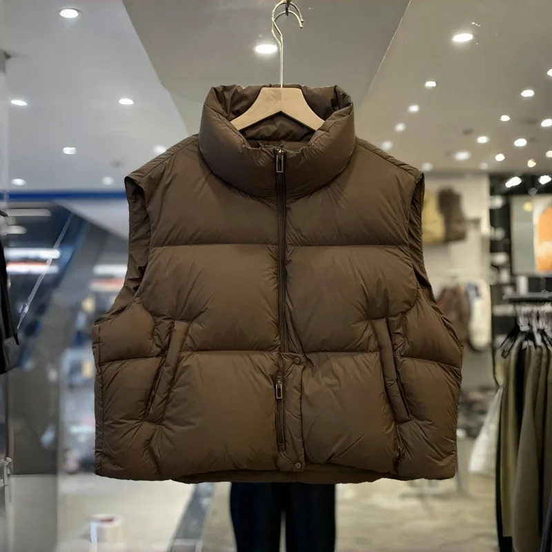 Short Down Cotton Jacket for Women Autumn Winter Puff Feel Versatile Vest 251029
