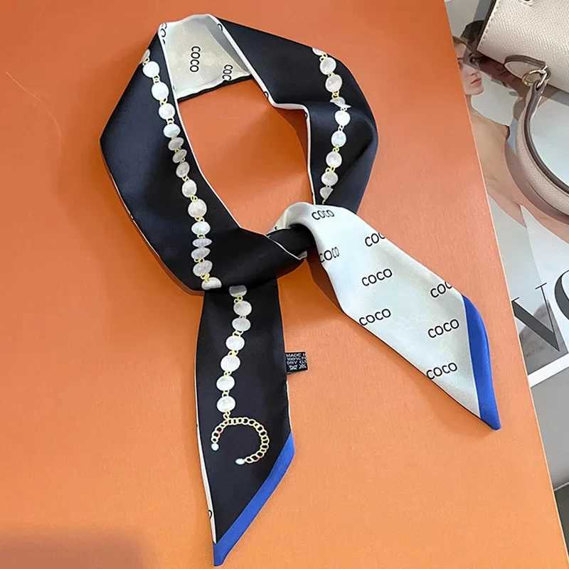 luxury 585cm Slender Model Temperament Small Scarf Long Silk Scarf Hair Band Womens AllMatch DoubleSided StreamerW251029