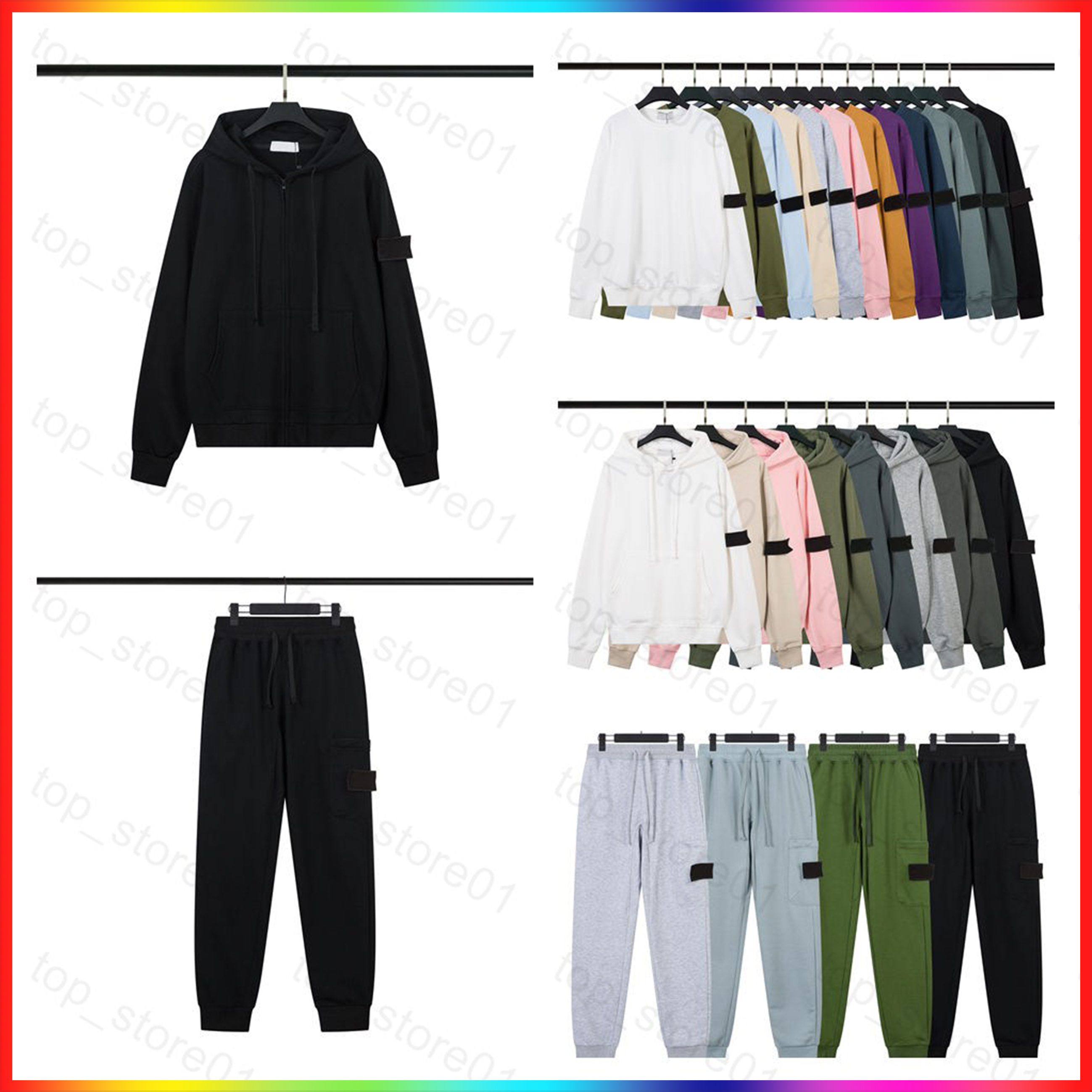 2025 Designer T-Shirt For Men stone Hoodie Sweater Embroidery Compass armband essentielss jacket zip Classic joggers Fashion topstoney Sweatshirt Pants