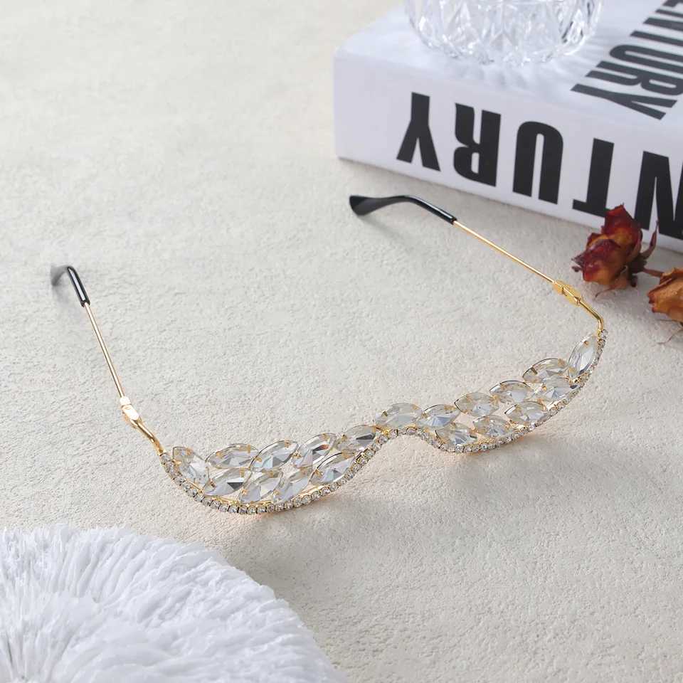 2025 Ins Fashion Rhinestone Face Accessories Bridal Gifts Bling Crystal Geometric Sunglasses Frame for Women Party JewelryW251029