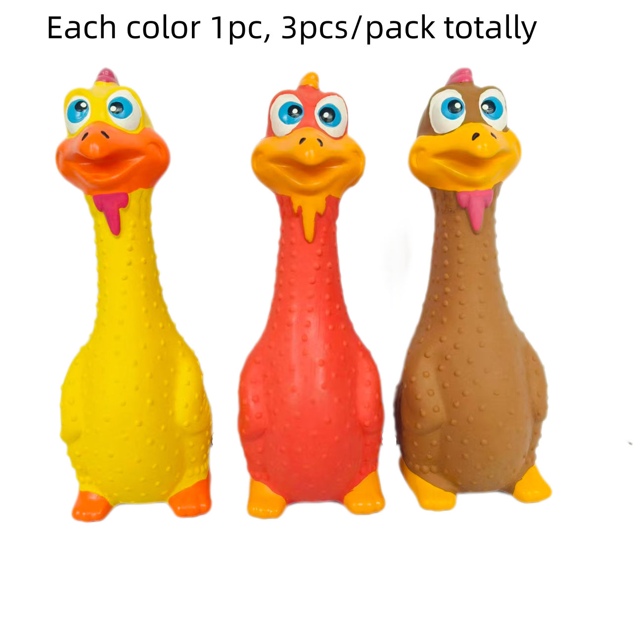 Latex Chewy Squeaky Dog Toy Interactive Soft Rubber Screaming Standing Chicken Shaped Dog Toy for Medium Dogs 3pcs/Pack