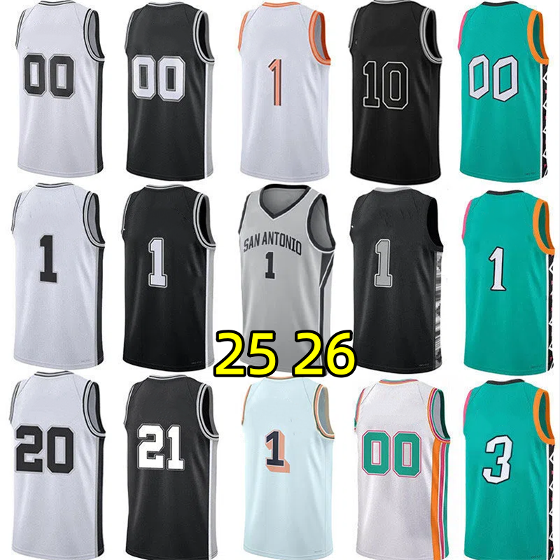 25 26 San Anton Spur Basketball Jerseys Victor Wembanyama Dylan Harper De Aaron Fox Stephon Castle Jeremy Sochan Devin Vassell Carter Bryant Johnson City Jersey