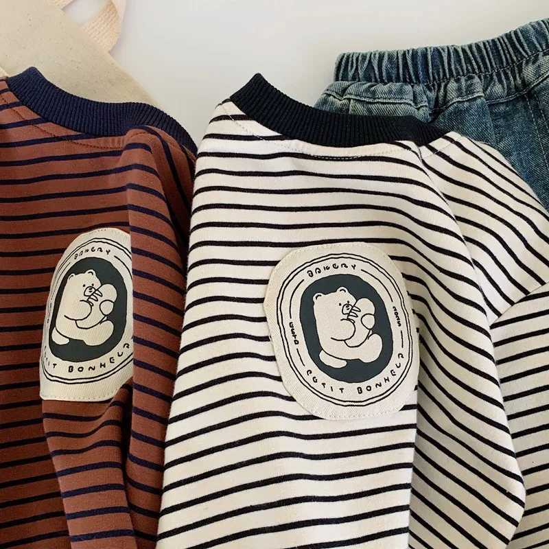 Children Striped Sweatshirts 2025 Autumn Personality Tops Girls Long Sleeve Boys Pullover Cartoon Toddler Outerwear Kids HoodiesT251030