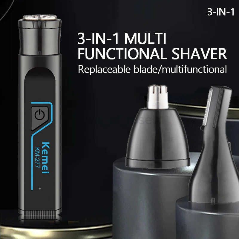 Kemei KM277 Electric Shaver EarEyebrowsNose Hair Trimmer 3in1 Kit Mini Portable Body Hair Trimmer Safety Razor Rechargeable Z251030