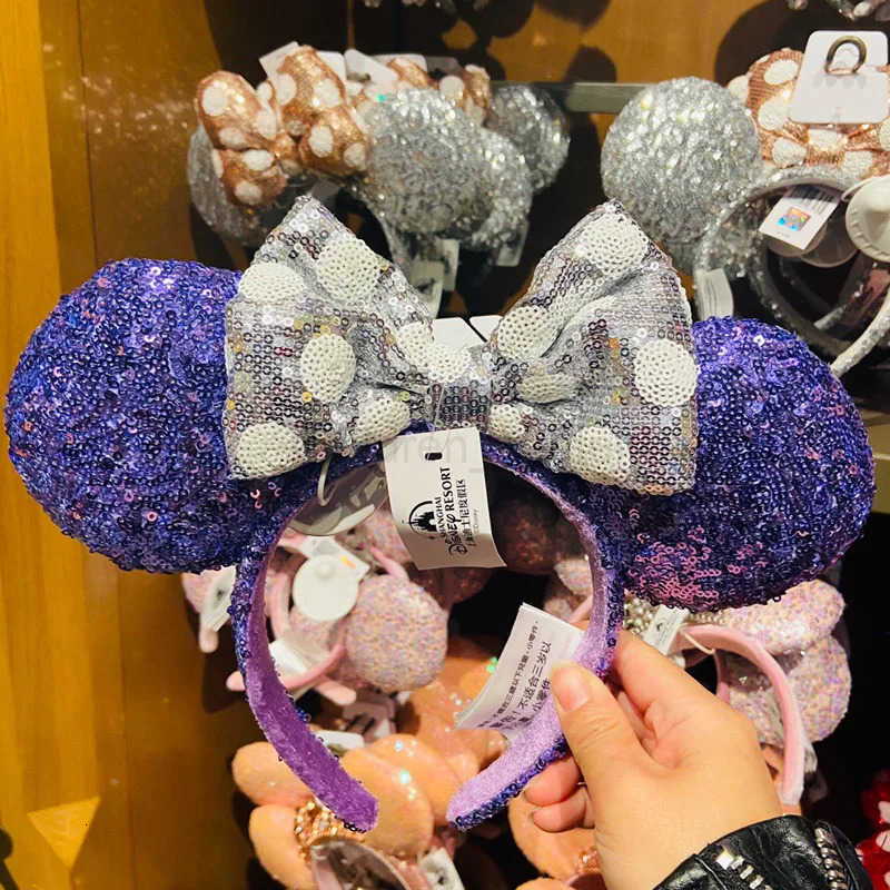 Disney Mickey Minnie Ears Mulan Headband Easter Eggs Hair Hoop Cosplay Hairband Disneyland Sequin Girl Big Bow Headband Decorate H251030