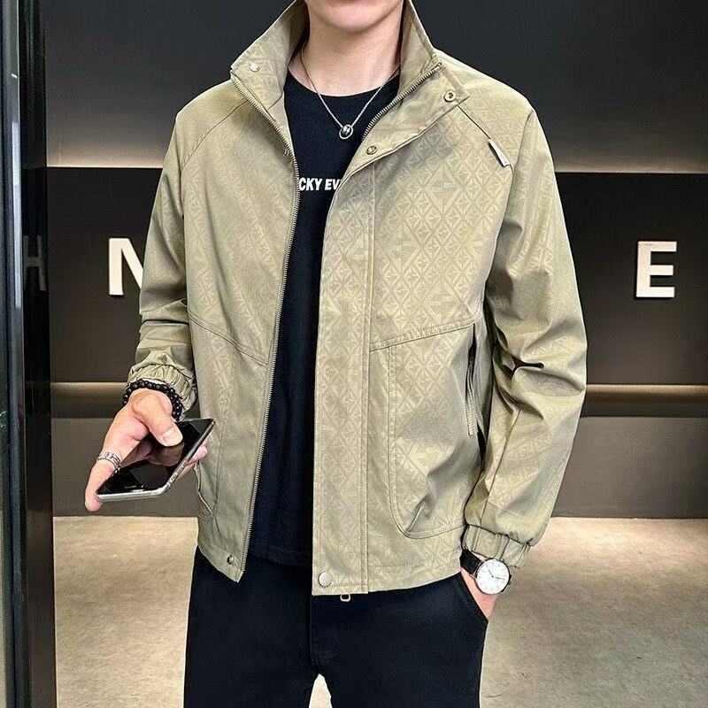 Spring And Autumn New Workwear Jacket Men's Korean Version Cool Stand Collar Top Trendy Fashion Casual Spring Designer Coat And Autumn Coat