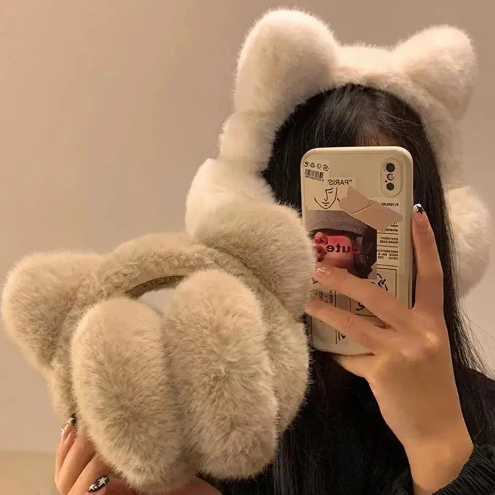 Plush Earmuffs Faux Rabbit Fur Ear Warmer Cold Protection Adjustable Women EarMuffs Foldable Earflaps Soft Plush Earmuffs 251024
