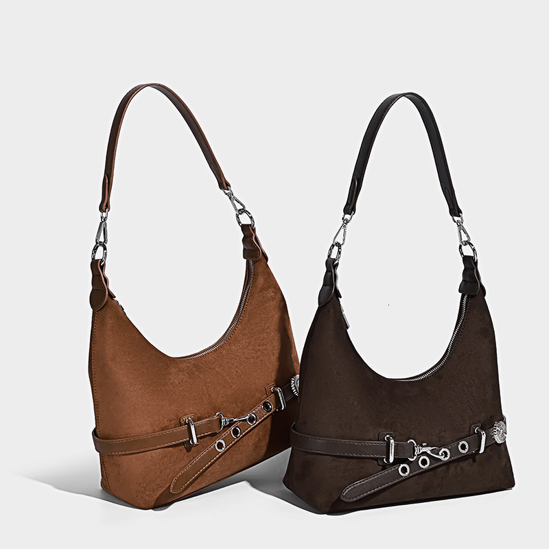 New high-end women's fashionable shoulder bag suede trendy casual commuting handbag versatile and popular designer bag