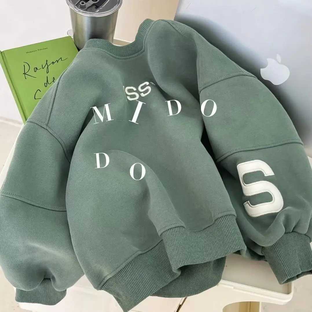 100160CM Boys Winter Pullover Hoodie Casual Sweatshirt Korean Childrens Loose and Plush Thick TopT251030