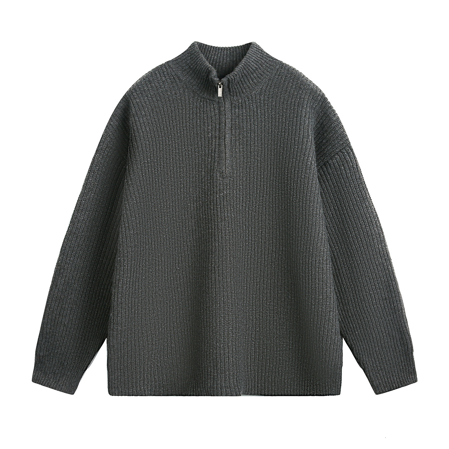 Half-zip Stand Collar Sweater For Men Autumn And Winter New Style Loose Texture Designer Sweater Imitation Deer Fur Lazy Style Warm Knitted Jacket