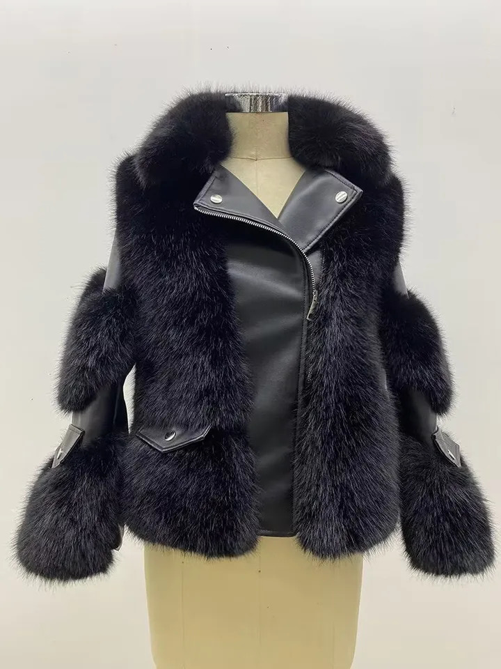 ZADORIN Winter Coats Furry Faux Fur Coat Women Turn Down Collar PU Leather Splicing Warm Lining Jacket 251014