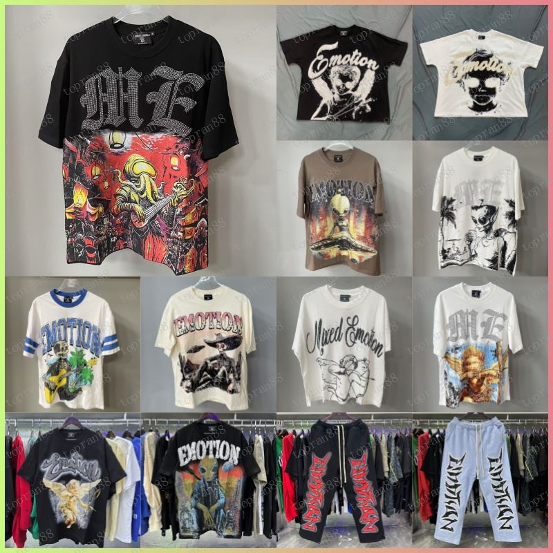 MIXED EMOTlON Shirts Designer Shirts Mens Letter Tee High Streetsummer Fashion Casual Cotton Printed Shorts Sleeve ds Shirts Quality Casual T-shirt Tops S-XL