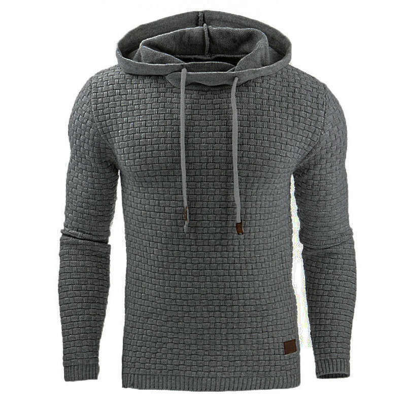 Autumn and Winter New Men's Jacquard Sweatshirt Long Sleeve Hoodie Warm Color Hooded Sports Jacket