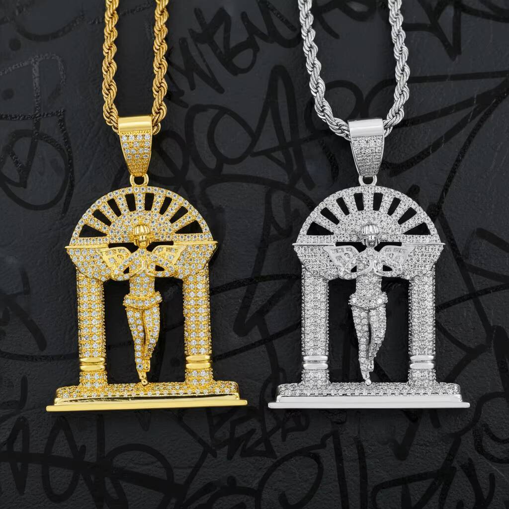 Fine Jewelry D Color VVS Moissanite Diamond Custom 925 Sterling Silver Angle Door Pendant Pass Diamond Tester GRA Certificate