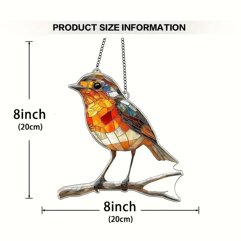 Animal Series Colorful Bird Acrylic with Chain Window Decoration Door Sign Garden Gift Pendant Hanging Ornament