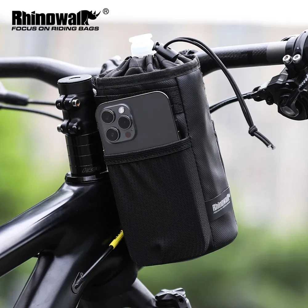 Rhinowalk Bike Bag Handlebar Stem Bag Cycling Water Bottle Carrier Pouch Riding Insulated Kettle Bag Touring Commuting MTB Pack H251029
