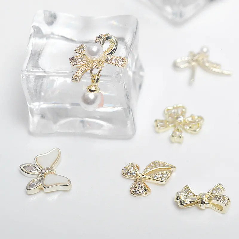 10pcslot 3D Kawaii Bow Zircon Crystals Metal Alloy Rhinestones Jewelry Nail Art Decorations Nails Accessories Charms Supplies 251027