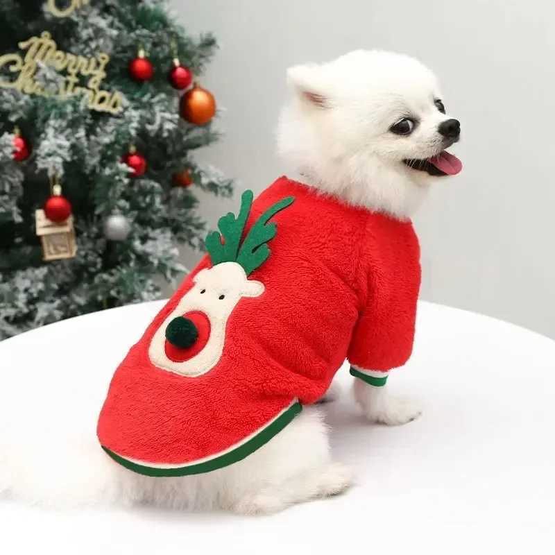 Dog Christmas Clothes Winter Warm Pet Clothes for Small Medium Dogs Elk Santa Claus Dog Cats Coat Hoodies Christmas Dogs Costume C251030