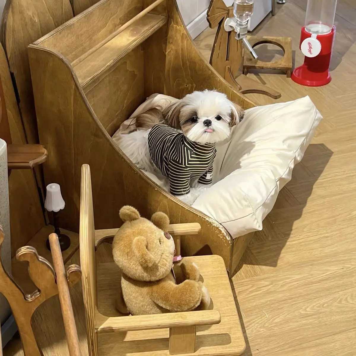 Pet Autumn and Winter Striped High Neck Base Shirt Cat with Plush Warm Tshirt Teddy Sweatshirt Dog Clothes for Small Dogs C251030