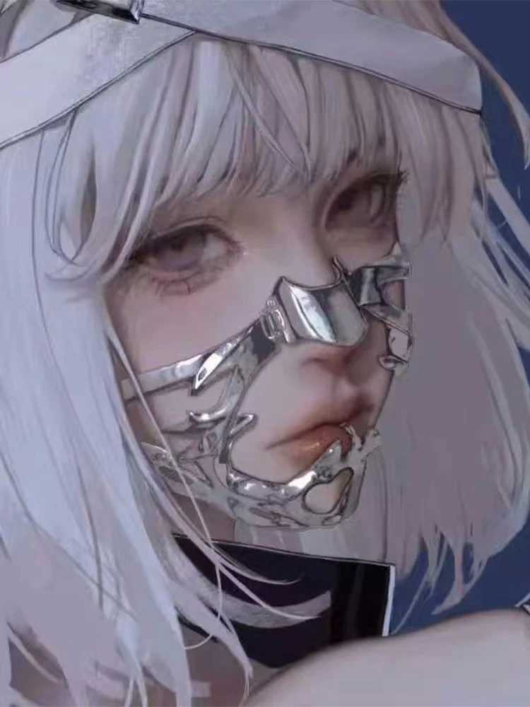 2023 New Mechanical Bloodblade Power Earpiece Cyberpunk Alien Face Costume Halloween Mask Lip Ring For Men And WomenW251029