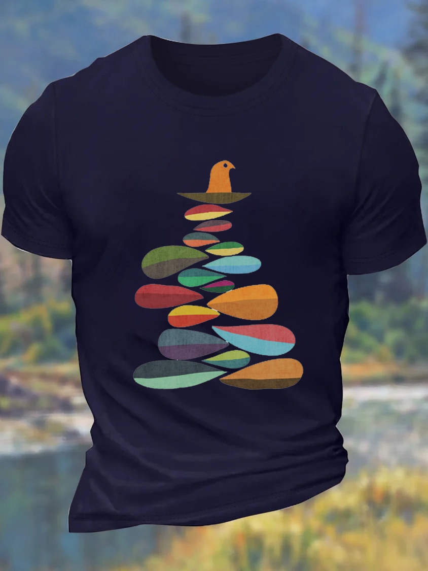 European & American Oversized Men's Cartoon Art Print Crew Neck Casual Cotton T-Shirt - TT7461