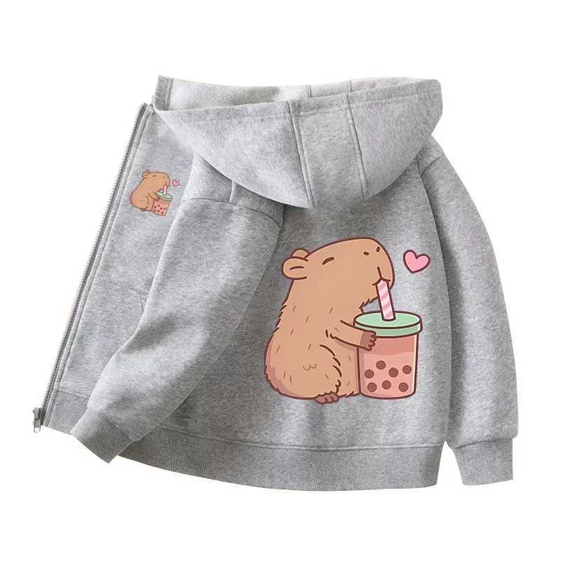 Capybara Zipper Hoodies Coats Girl boy Sweatshirt Clothes Autumn Winter Long Sleeve Harajuku Pullovers Casual Hooded Tops GiftT251030