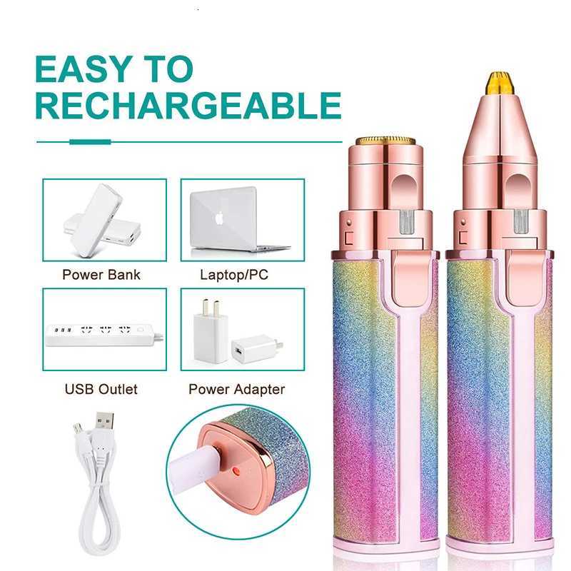 2 in 1 Rechargeable Electric Eyebrow Trimmer Lady Shaver Women Epilator Facial Hair Remover Pen Size Female Hair Shaving Razor M251030