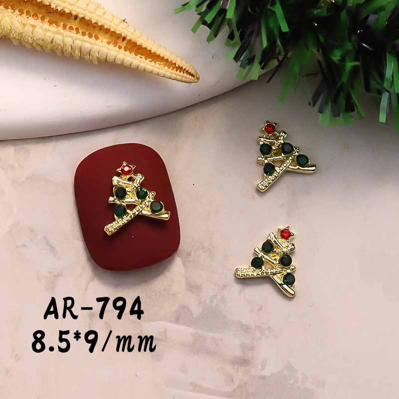 10PCS 3D Alloy Bell Nail Art Charms Supplies For Manicure Decor Christmas Tree Nails Decoration Rhinesstones Accessories 251027