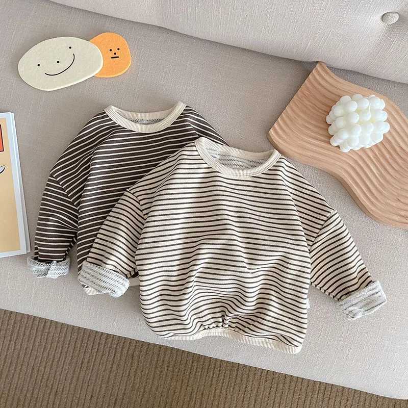 16Y Spring Autumn Stripe Kids Hoodie Classcial ONeck Girls Boys Bottoming Hoodie Sweatshirts Long Sleeve Children TshirtsT251030