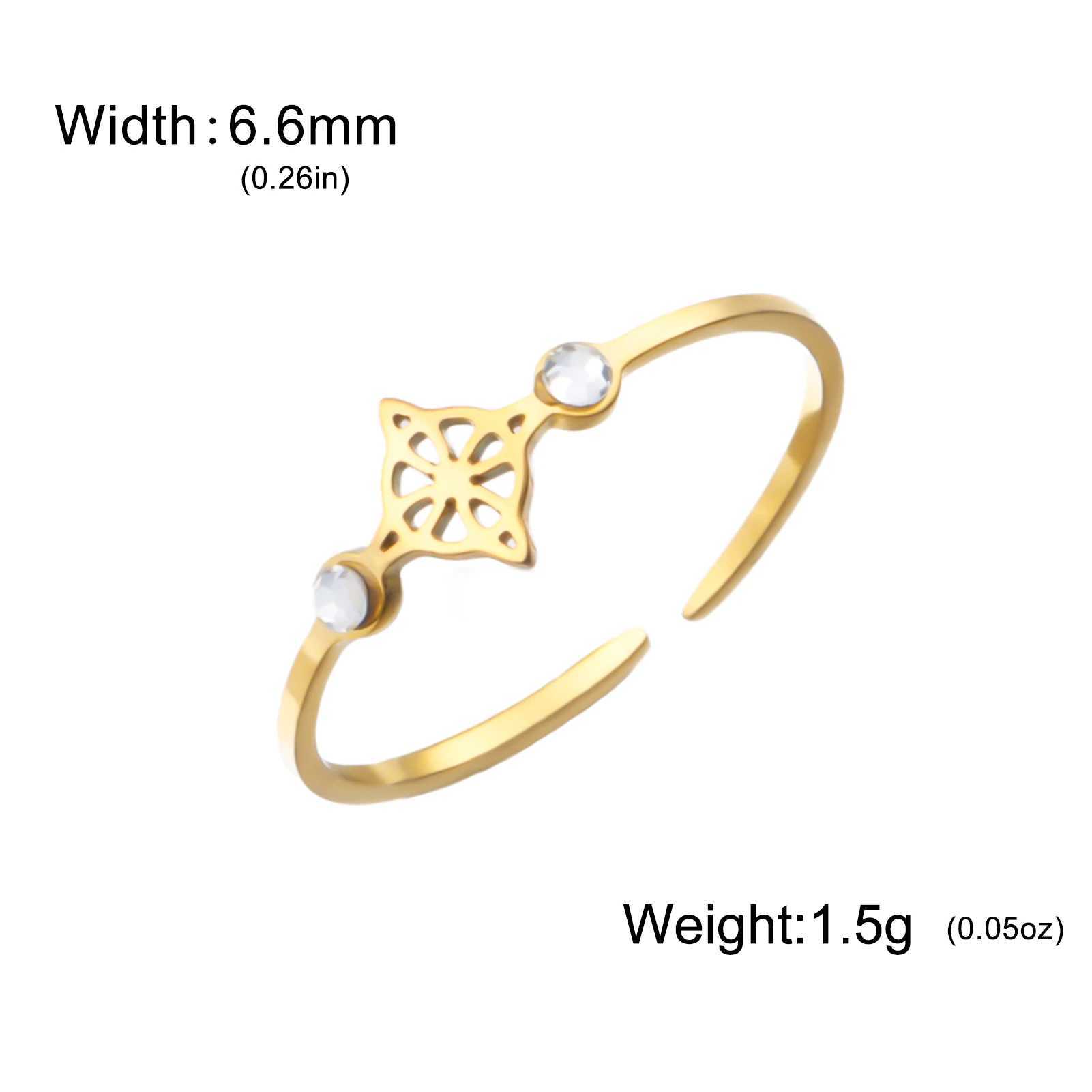 Skyrim Women Clear Zircon Witch Knot Open Ring Stainless Steel Gold Color Adjustable Rings Amulet Witchcraft Jewelry GiftW251030