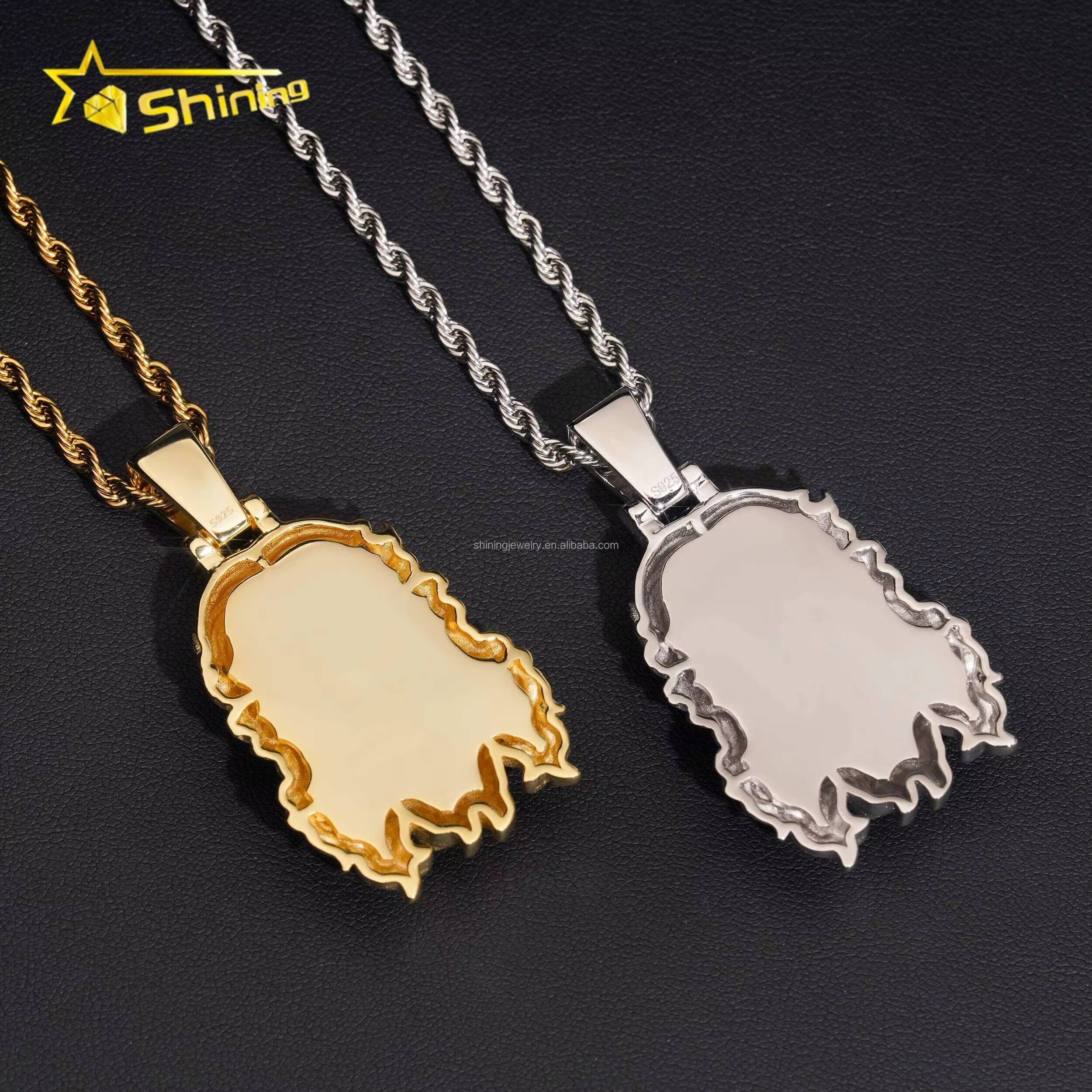 GRA Certificate Wholesale Lowest Price Jewelry Hip Hop Iced Out FL Moissanite Diamond S925 Silver Religious Jesus Pendant Charm Designer's style