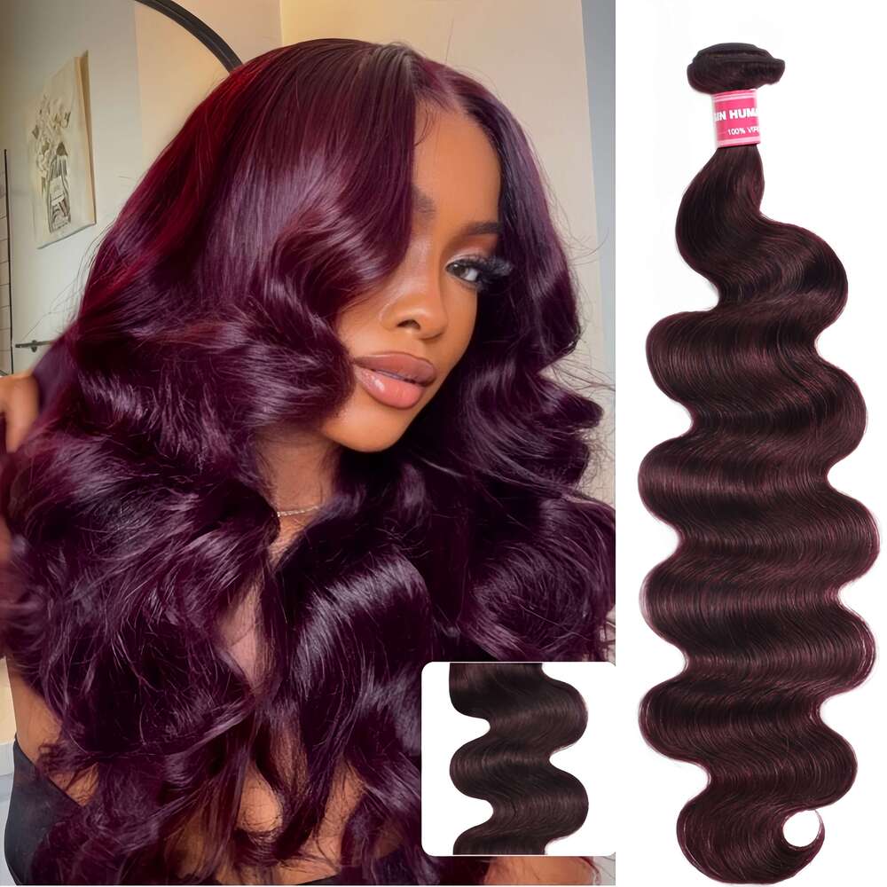 Unice Bury Plum Color Body Wave Virgin Human Weave 1 Bundle And 3 Bundles, Bundles Women Real Hair,