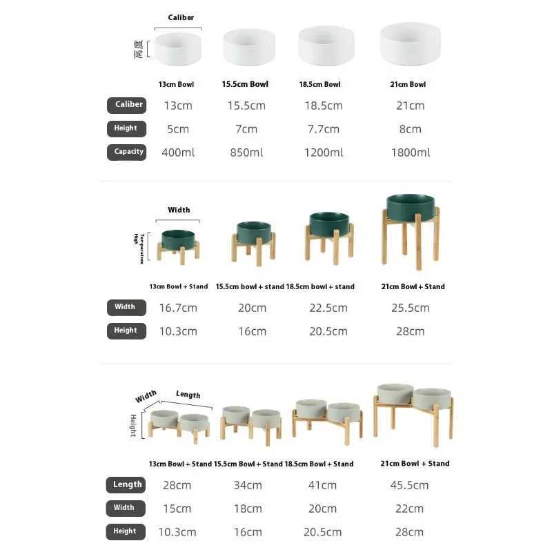 Big Dogs Bowl Double Ceramic Elevated Pet Food Water Feeders Small Medium Large Dog Feeding Supplies with Wooden Stand J251113