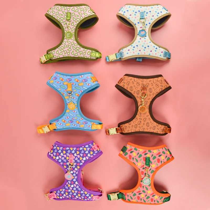 Valentines Day and New Years gift Luxury Design Adjustable Fashion Print Pet Harness1Pcs Color Matching ID Tag Free Send J251129