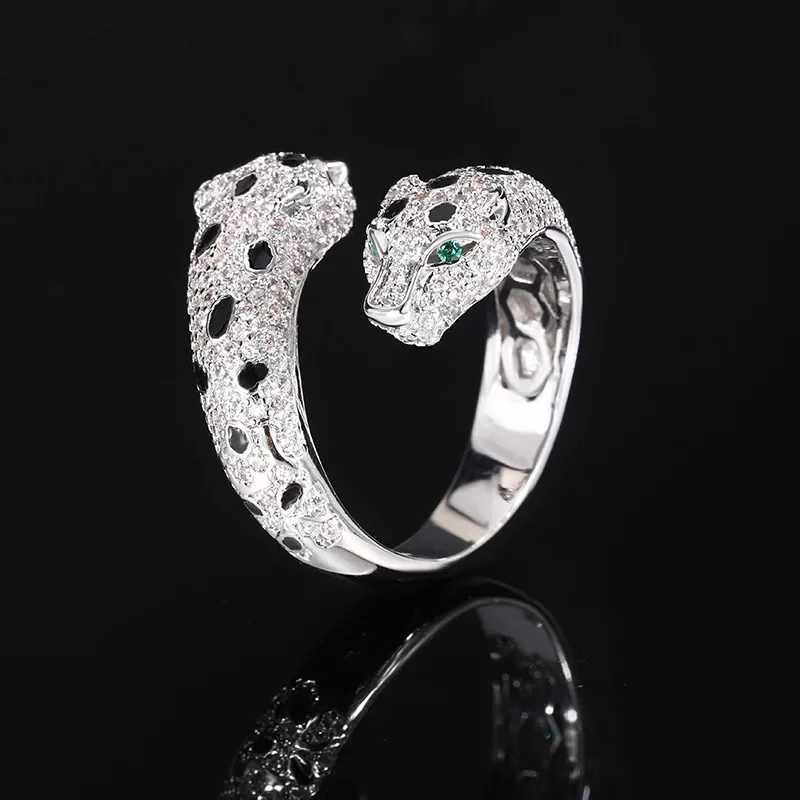 2024 New Jewelry European and American Retro Leopard Ring Fashion Personality Diamond S925 Silver Plated 18K GoldW251030